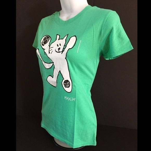 New Hyp green Cat art T-shirt Top - Picture 2 of 2